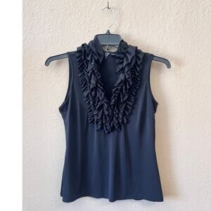 Y2K Black Sleeveless ruffle collared tank size PS